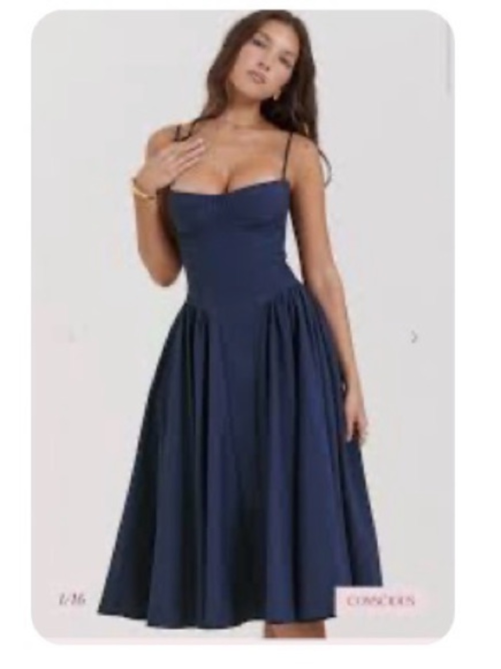 Women’s Navy Midi Sundress with Bustier Bodice